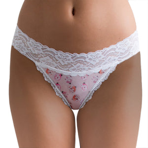 Christmas Pink Baubles Lace Thong - Popcheeks