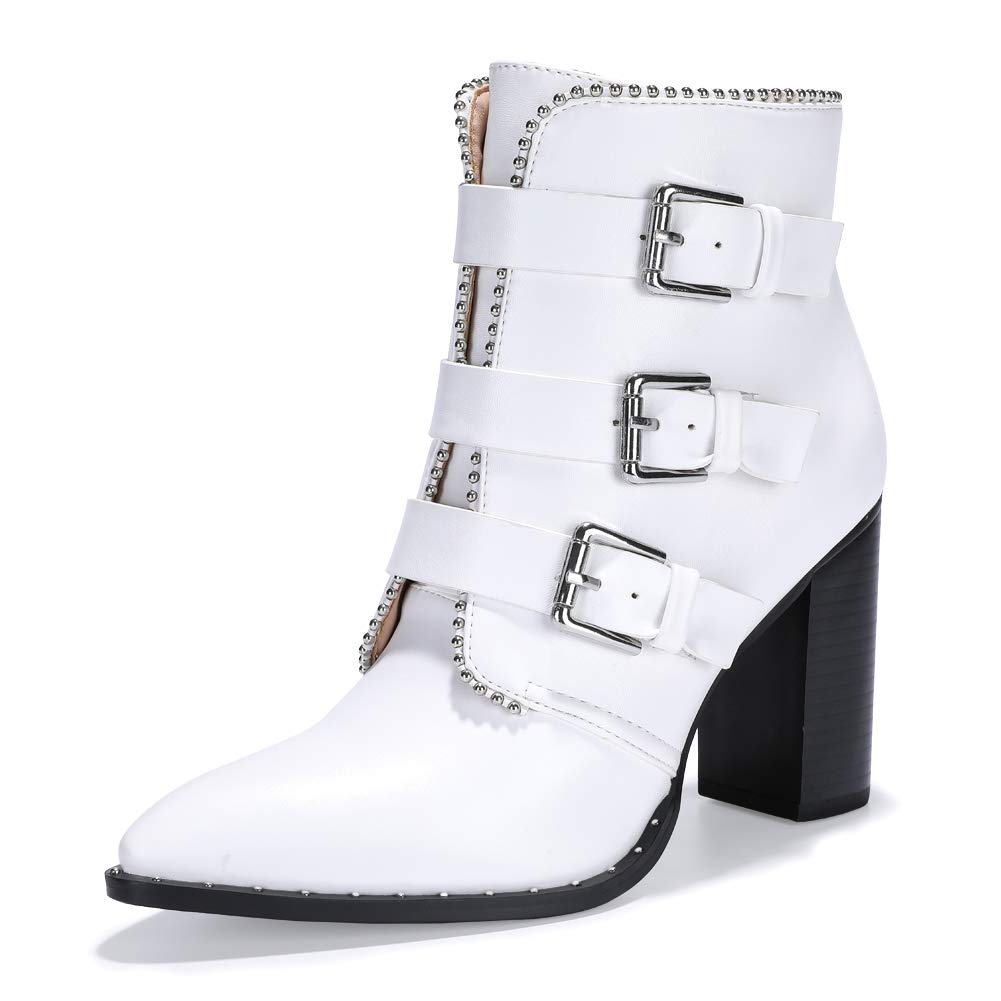 White Buckle Ankle Boots - Popcheeks