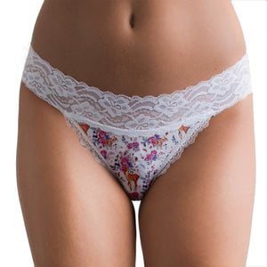 Floral Fawn Lace Thong - Popcheeks